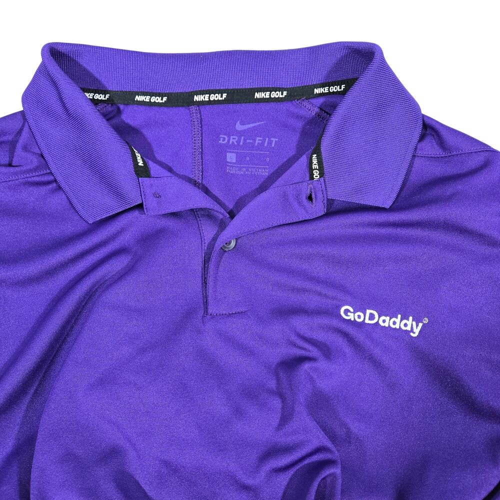 Nike Golf Dri Fit Polo Shirt Purple GoDaddy Mens Large Short‎ Sleeve - Picture 5 of 12